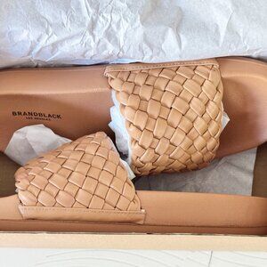 Brandblack Women’s Nosara Kashiba Woven Slide Sandals – Tan Beige, Size 9.5 NIB